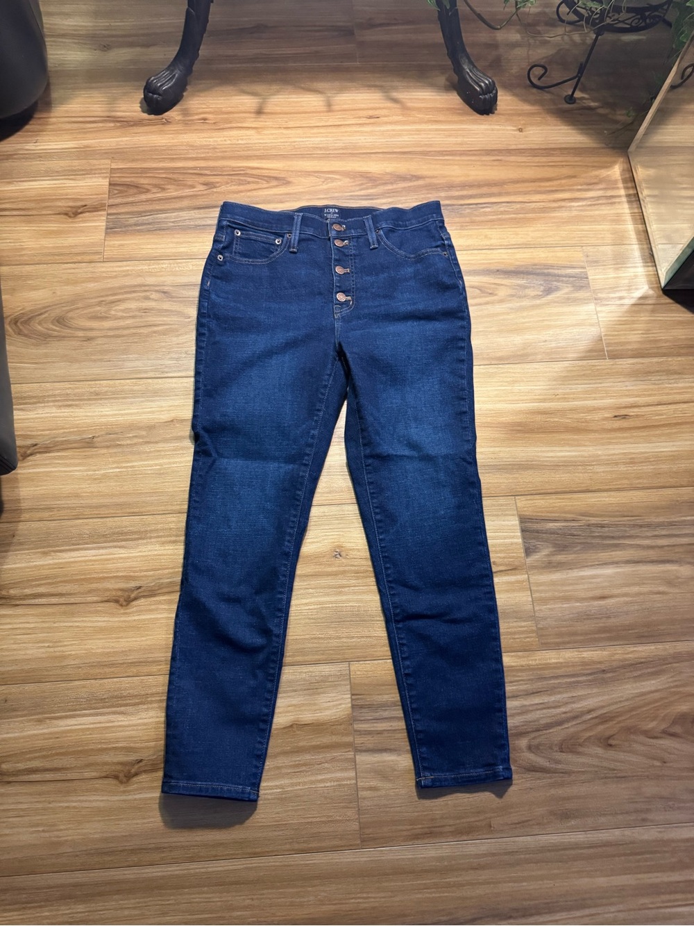 J. Crew Dark Blue High-Rise Button-Fly Jeans